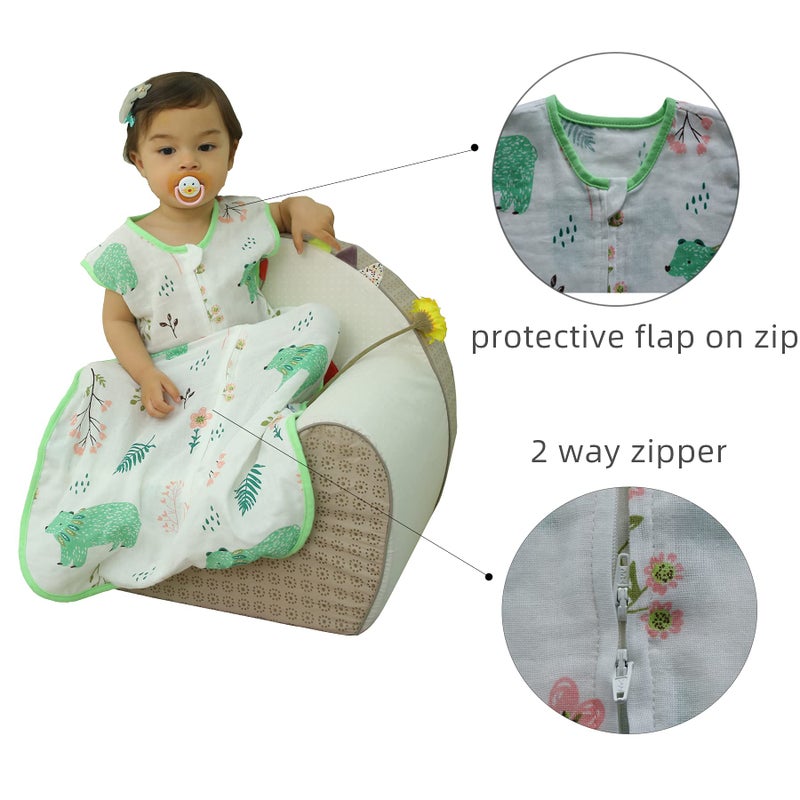 BLOOMSTAR Baby Sleeping Sack Muslin Cotton, Soft Wearable Blanket for Summer, 0.5 Tog Sleeveless Sleep Sack for Newborns (0-3M), 6-12M, 0-12 Months, Lightweight Infant Sleep Bag for Boys & Girls - Image 5